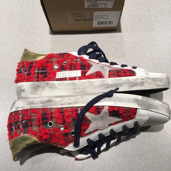 Golden Goose Superstar Red Blue Check/Ice 39 NIB - Picture 6 of 8